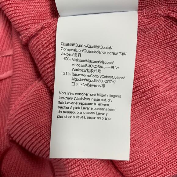 HUGO BOSS Size M Pink Viscose Cotton Rib Knit Cropped Open Front Cardigan - Picture 6 of 6